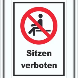 HB-Druck Sitzen verboten Schild A0 Rückseite selbstklebend