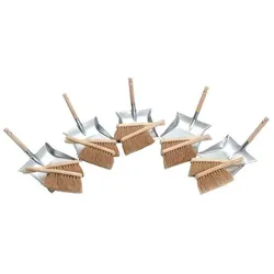 Sorex Kehrschaufelset mit Holzgriff 10xKokoshandfeger 5xKehrschaufel, Reinigungsutensil, Braun