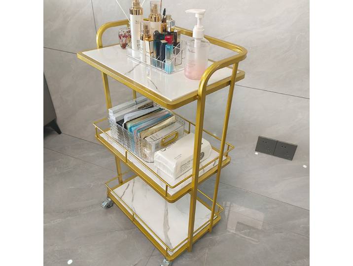 Chariot de beauté de luxe à plusieurs niveaux, chariot utilitaire en fer, étagère de rangement pour pédicure, équipement de Spa professionnel, support Mobile