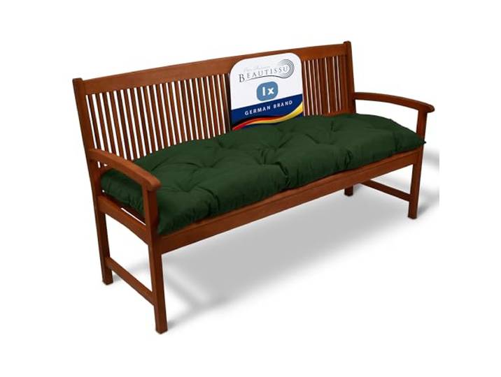 Beautissu Coussin Banc de Jardin extérieur pour terrasse Balcon balancelle 180x50cm vert foncé pour banquette rembourrage assise salon Flair BK