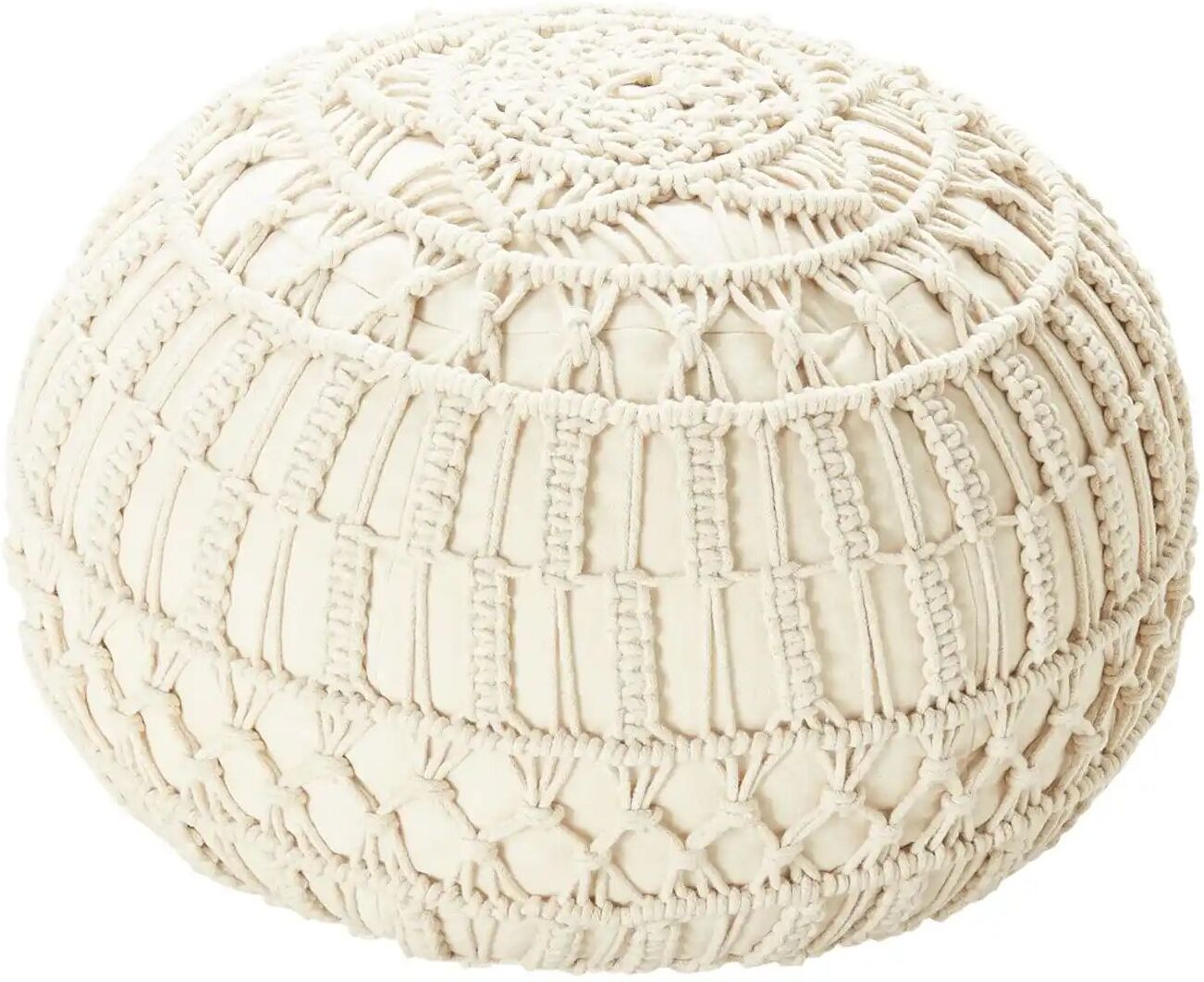 HOME STORY Pouf  Macrameoptik ¦ beige ¦ Maße (cm): H: 35  Ø: 50