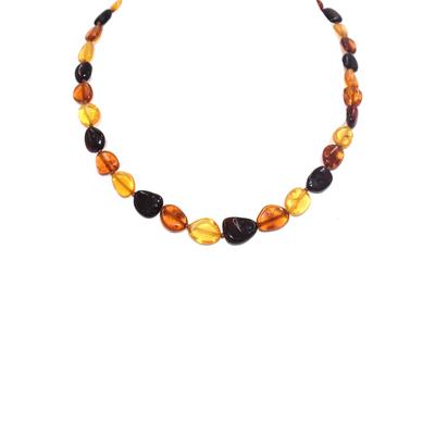 Collier FIRETTI "Schmuck Geschenk Halsschmuck Halskette Farbstein Edelstein Bernstein", gold (gelbgoldfarben, mehrfarbig), Halsketten, Damen, Bernstein Messing Nylon, L: 45, Bernstein, Messing, Nylon, Collier, Made in Germany - mit Bernstein