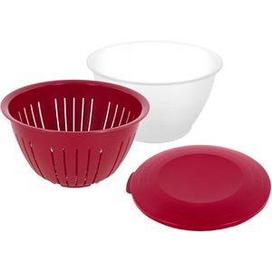 Westmark Schüssel Olympia 2418227R, Set mit Deckel und Sieb, 4,4 Liter, Ø 25,5 cm, aus Kunststoff, 2-teilig