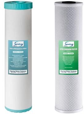 iSpring F2WGB22BM Whole House Carbon & Iron Manganese Reduction Filter Set