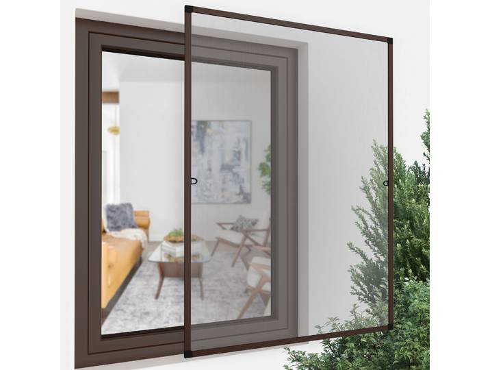 Fliegengitter 100x150 cm in braun - Fenster Insektenschutzgitter