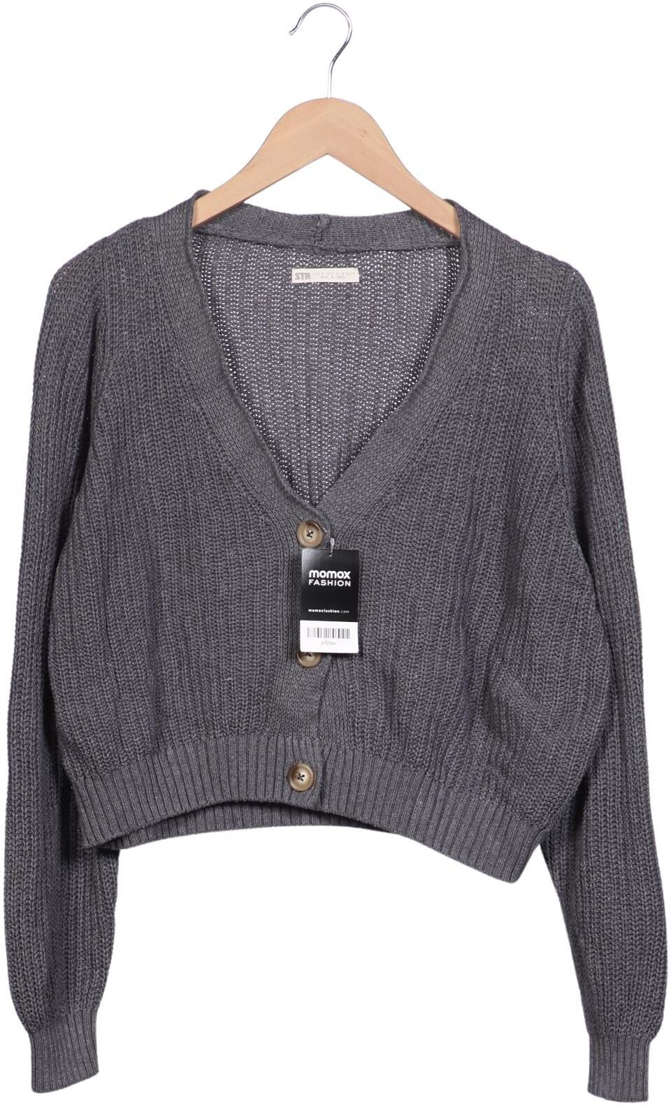 Stradivarius Damen Strickjacke, Grau, Gr. S, Baumwolle - Second Hand