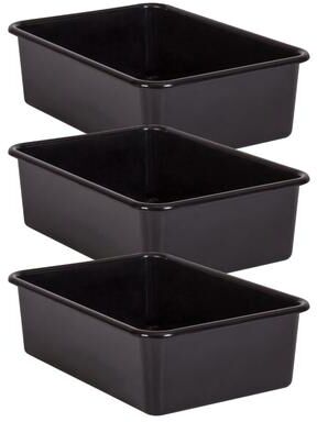 Teacher Created Resources Black Large Plastic Storage Bin, Pack of 3