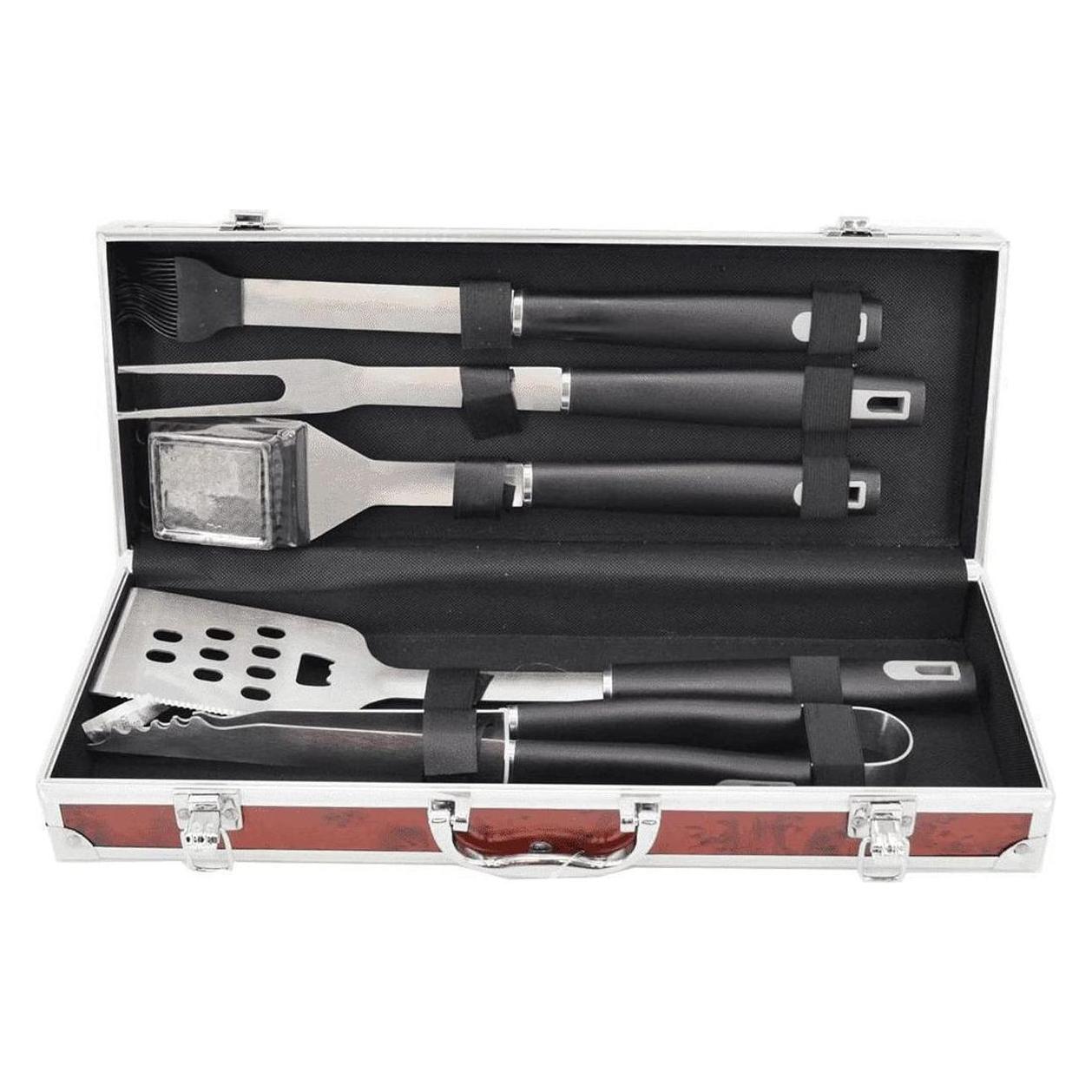 Master Grill MG114 5-Teiliges Grillbesteck-Set im Koffer Grillzange Grillgabel Pinsel Grillwender Gr (B093HBYXYX)