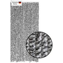 Lemodo Flauschvorhang 90x200cm schwarz-silber-weiß meliert, Fliegenschutz, Türvorhang Wohnwagen