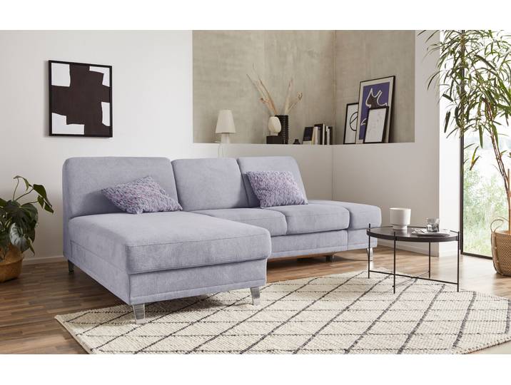 Ecksofa, Luxus-Microfaser Paris, Silber, 246×165 cm, Mit Bettfunktion & Bettkasten, Modern, sit&more