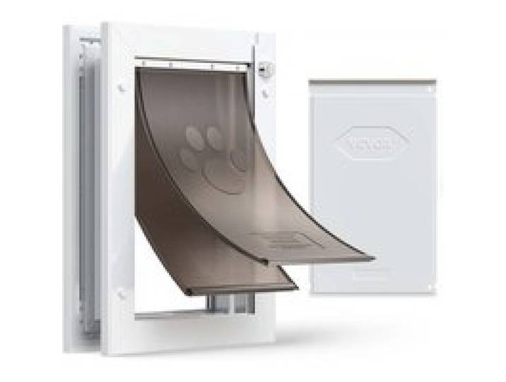 VEVOR Hundeklappe (Mittelgroß) mit Doppelmagnetklappen & Metallrahmen, Wetterfeste Katzenklappe für Innen- und Außentüren, Katzentür Hundetür Haustierklappe Weiß 20,96 x 31,12 cm (Breite x Höhe)