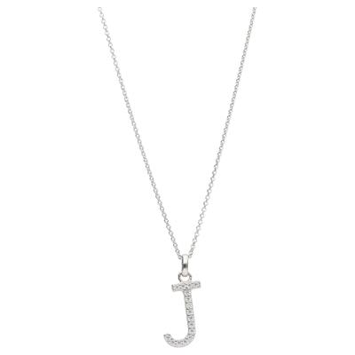 Kette mit Anhänger SMART JEWEL "Buchstabe J mit Zirkonia Steine, Silber 925", silber, Halsketten, Damen, 45cm