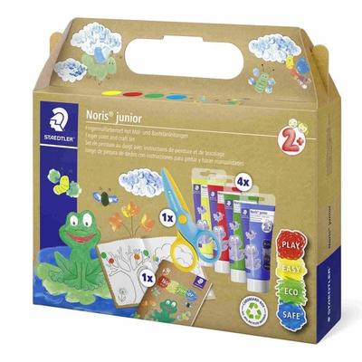 STAEDTLER Fingermalfarbe Noris junior, 4 x 75 ml Tuben, Sicherheitsschere und Malheft, 61 C2