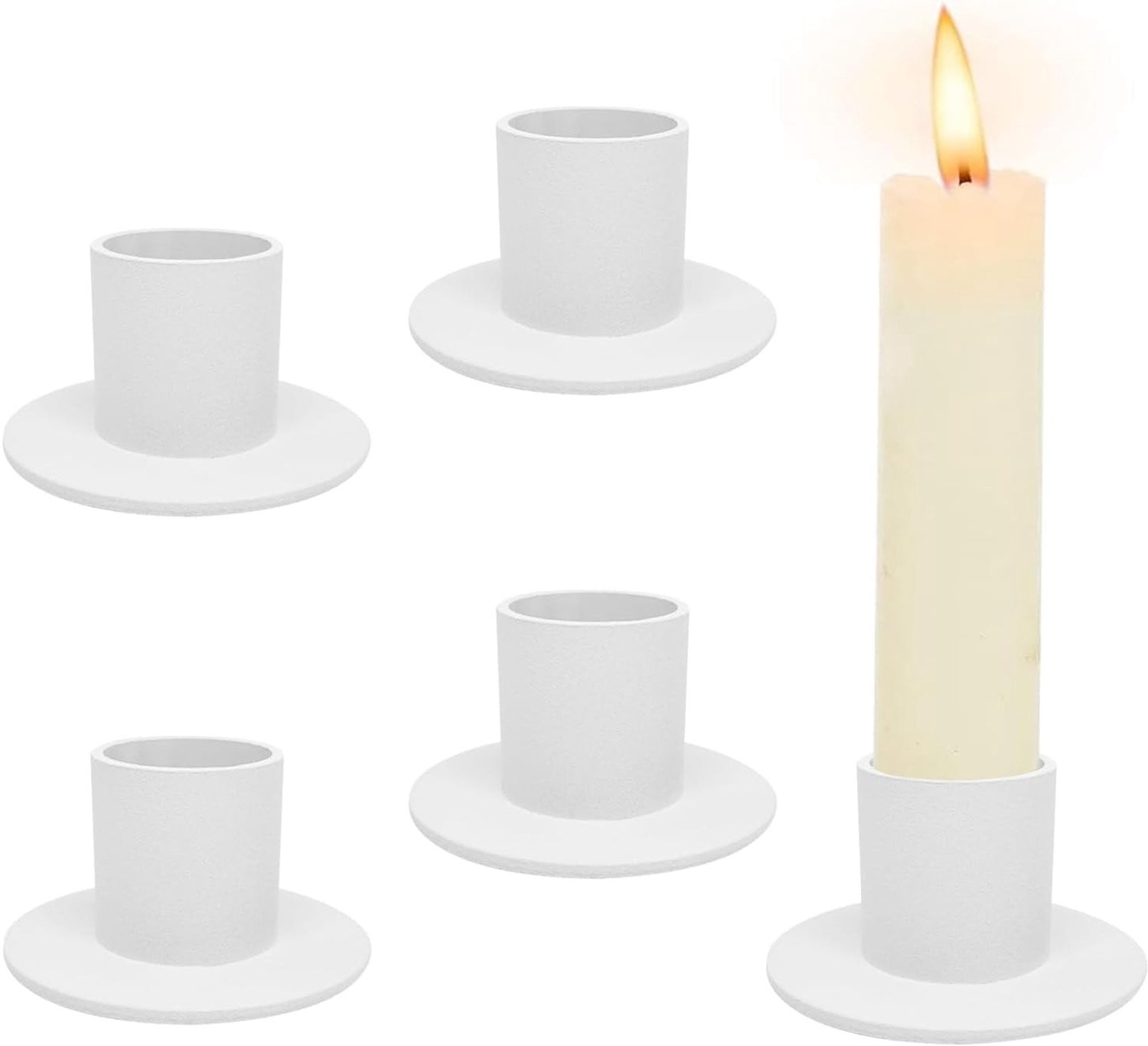 Set van 4 witte kaarsenhouders voor tealights voor retro decoratie