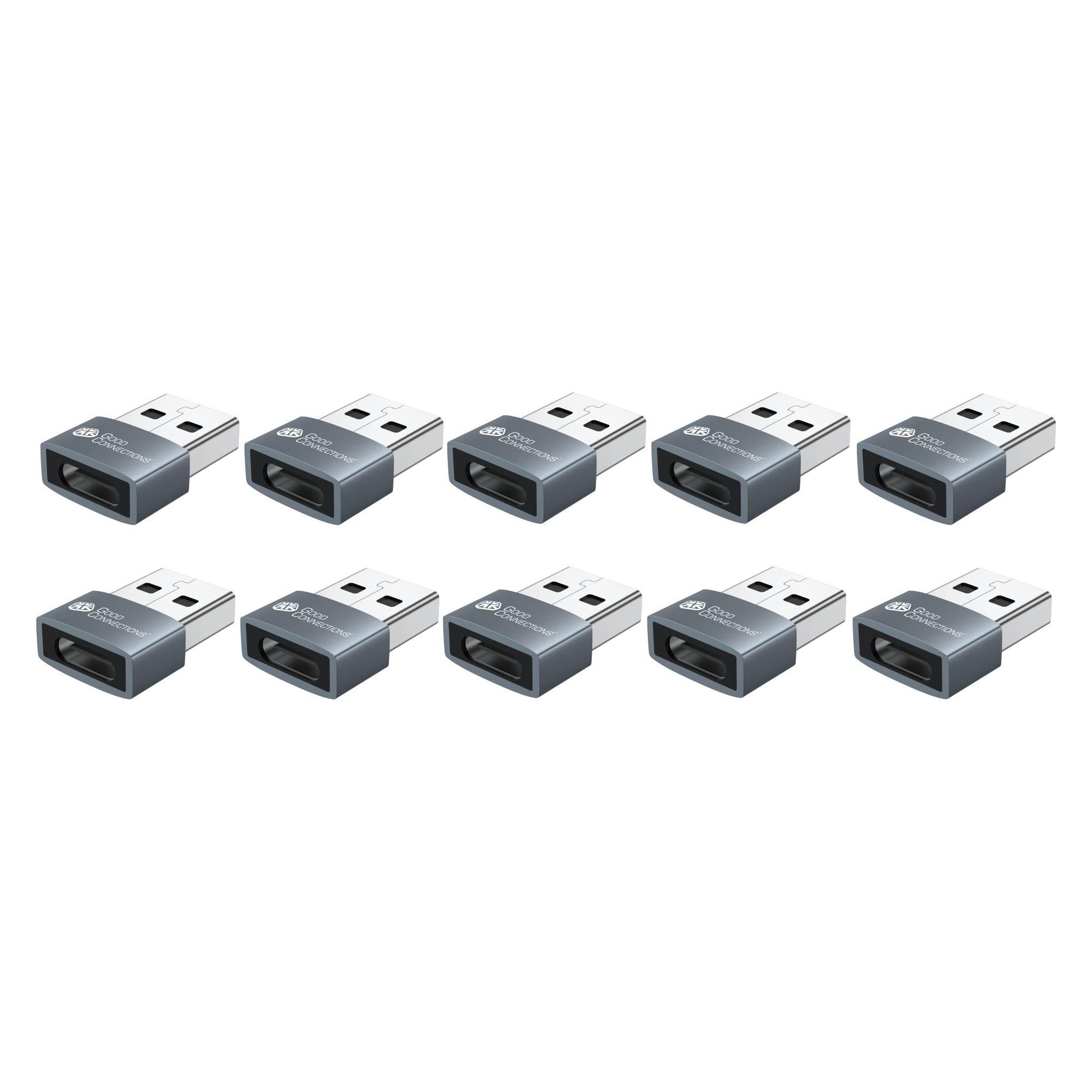 Good Connections Adapter USB 2.0 Stecker A an USB-C Buchse Aluminiumgehäuse grau 10er-Set Good (USB-A, USB-C) (USB-AD203-10)