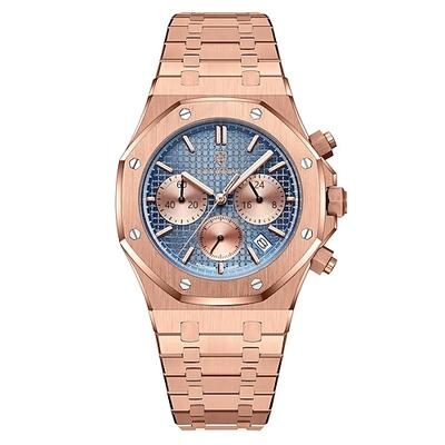 Herren Mechanische Uhr Quarz Uhr Retro Vintage Armbanduhr Leuchtend LED Hintergrundbeleuchtung Chronograph Wasserdicht Edelstahl Uhr