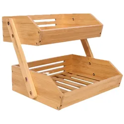 Relaxdays Obst Etagere Bambus, 2 Etagen, HBT 26,5x30x25 cm, Korbetagere, Obst, Gemüse & Gebäck, Obstschale Küche, natur