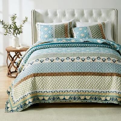 Greenland Trading Co. Thalia II Mini Quilt Set Blue, King / Cal King, Blue