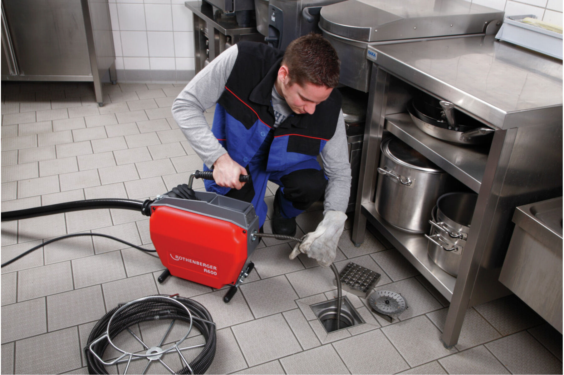 Rothenberger R600 Rohrreinigungsmaschine mit Führungsschlauch, 72687)