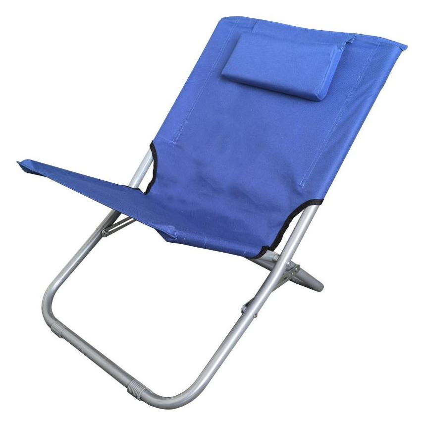 Ambiance Technology LEŻAK PLAŻOWY SKŁADANY Z ZAGŁÓWKIEM 47X61X37- 58CM GRANATOWY (56549334)