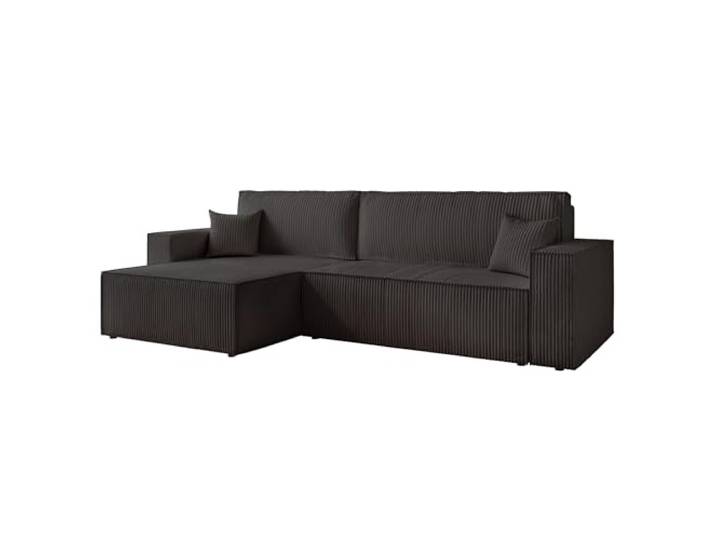 Ecksofa XL mit Schlaffunktion und Bettkasten 276 x 145 cm 276 x 145 x 79 cm, Kiefernholz und MDF, Hoher Sitzkomfort, Flexible Ottomane, Wohnen und Schlafen, Integrierter Bettkasten