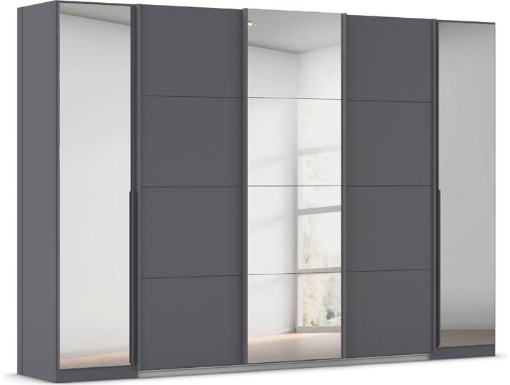 Schwebetürenschrank GOODPRODUCT Dreh-/Schwebetürenschrank Kleiderschrank Familie, Agordo , grau (graumetallic), B:301cm H:210cm T:62cm, Holzwerkstoff, Schränke, Schwebetürenschrank
