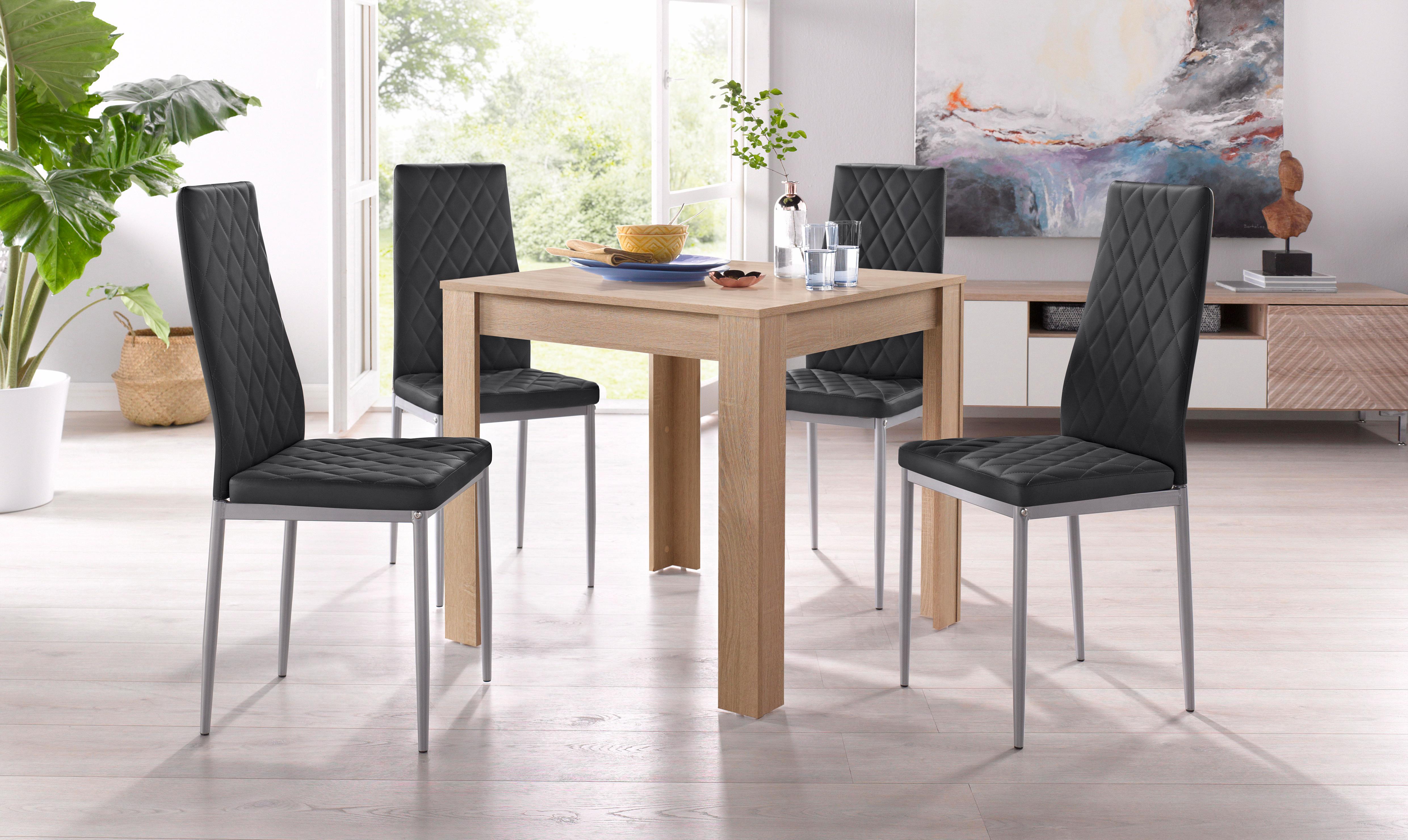 Essgruppe GOODPRODUCT, braun (eichefarben sägerau, schwarz), Sitzmöbel-Sets, Essgruppe, mit Tisch in Eichefarben Sägerau, Breite 80 cm eichefarben sägerau, schwarz Einheitsgröße
