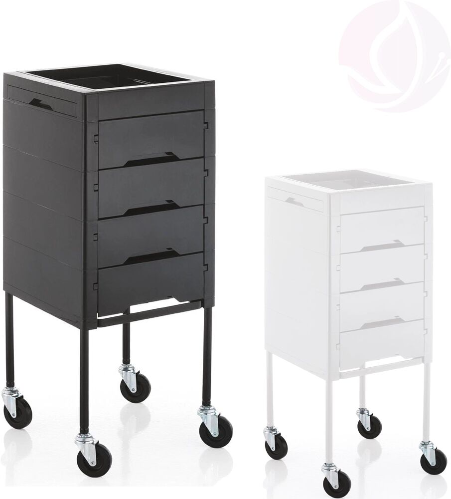 Xanitalia CARRELLO per PARRUCCHIERE BARBIERE 4 CASSETTI PORTA ATTREZZI IN PLASTICA SLIDE Nero