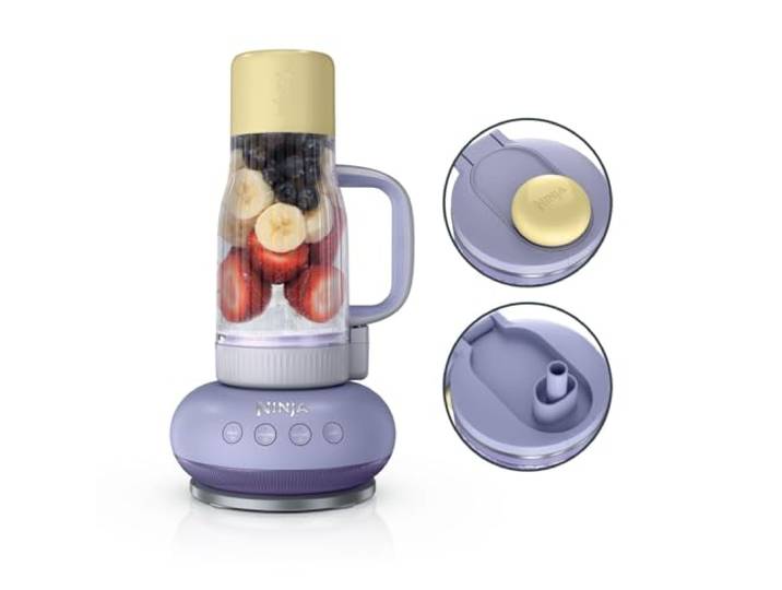 Ninja BlendBoss Blender avec mug portatif\, blender personnel\, Mug de Voyage Mug amovible\, 3 modes de préréglages automatiques\, Lavande et limonade - DB351EUPR