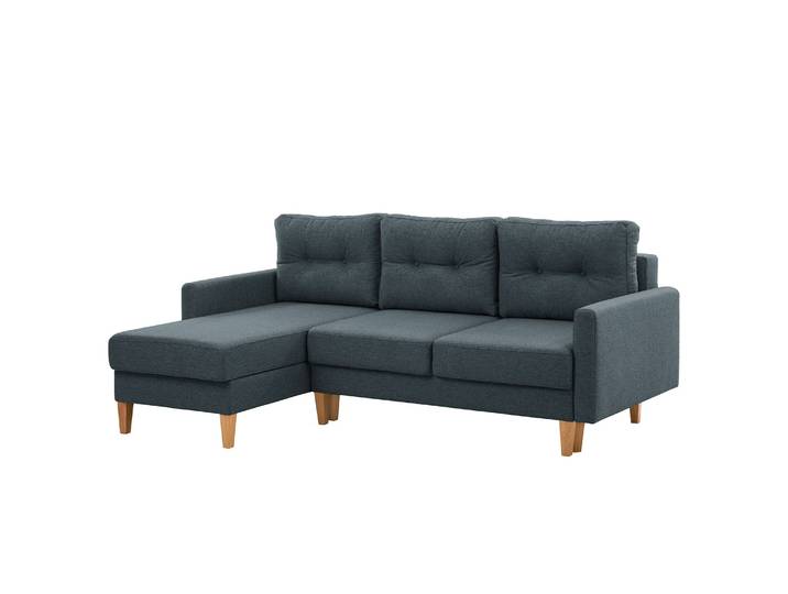 Ecksofa Koski I Blau/Blau Webstoff Ala 220 x 92 x 156cm Longchair davorstehend links Skandi