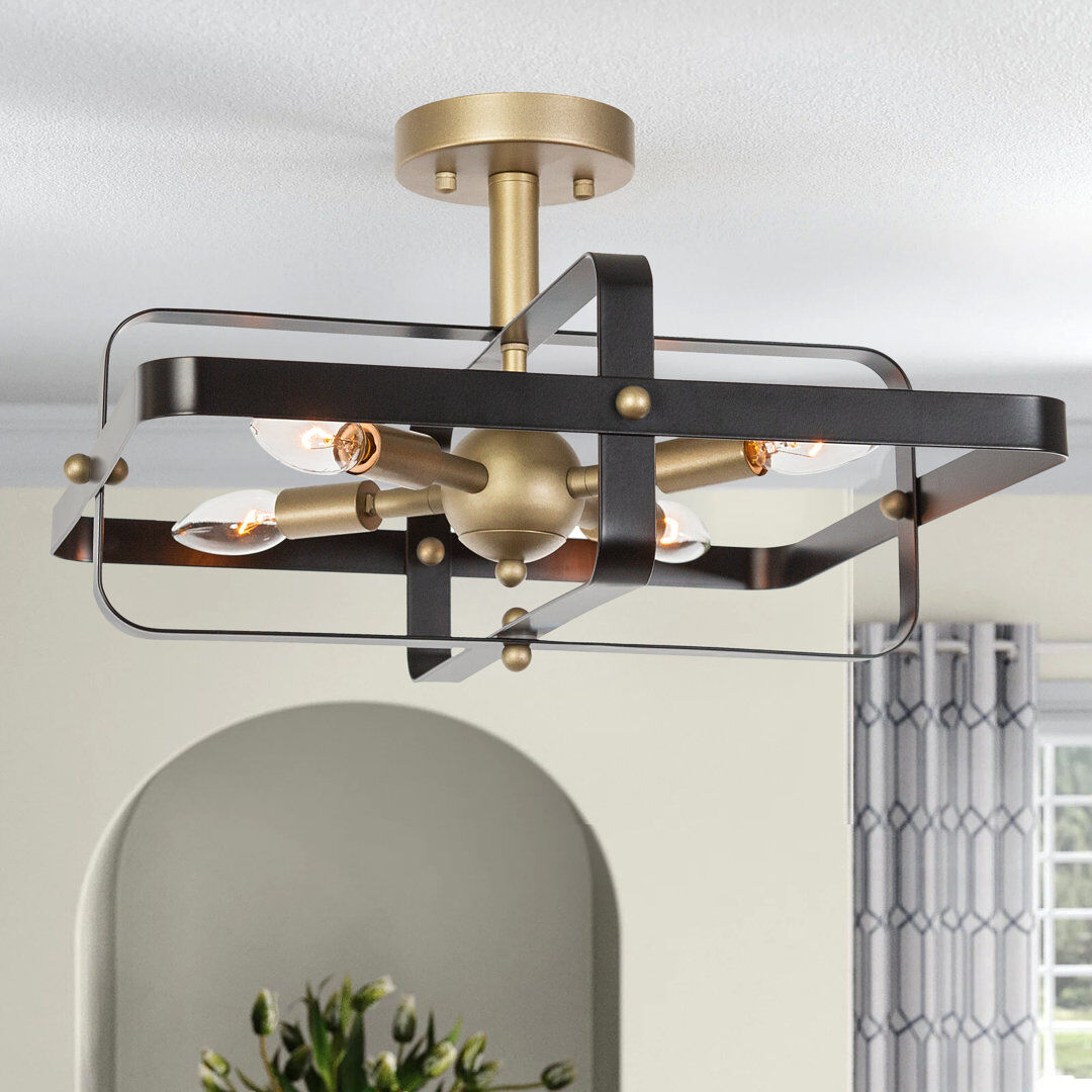 Rio Airen 4 -Light 43.69Cm Iron Semi Flush Mount Matte Black 43.69cm W X 43.69cm D