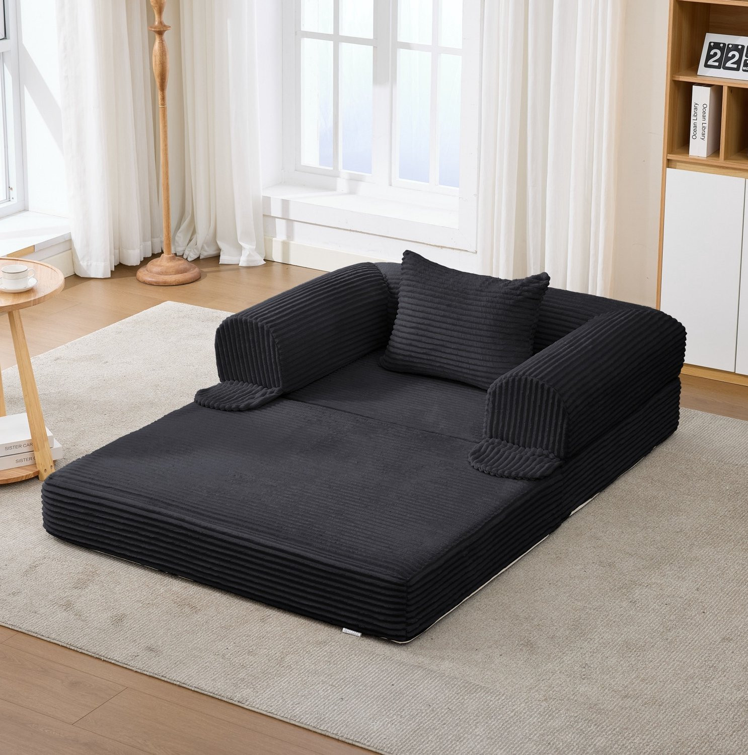 CHICFURN Opvouwbare 1-zits slaapbank - Zwart