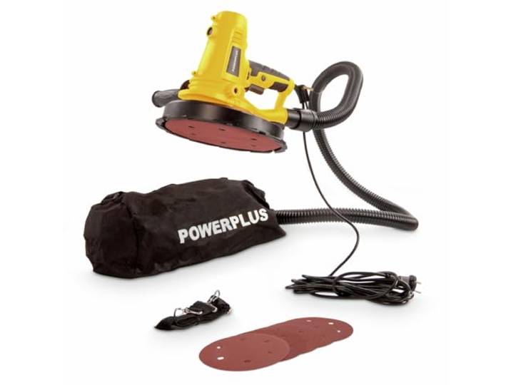 Powerplus Ponceuse à Cloisons Sèches de 1220 W POWX0478 - Ponceuse Mur et Plafond avec Papier Abrasif Ø 225 mm - Vitesse Max. de 2300 min-1 - avec 8 Accessoires