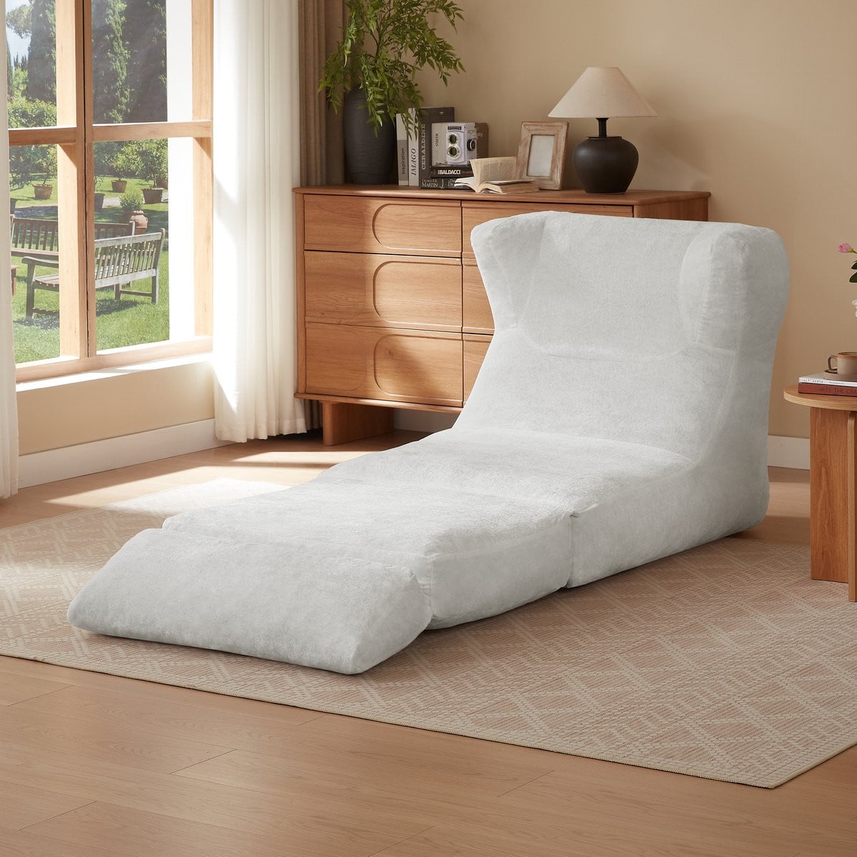 Wishdor Relaxfauteuil - Omvormbare Ligstoel - Wit