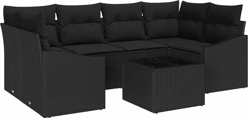 vidaXL Sofa Set 7 stk. Schwarz [Synthetisch]: Poly Rattan
