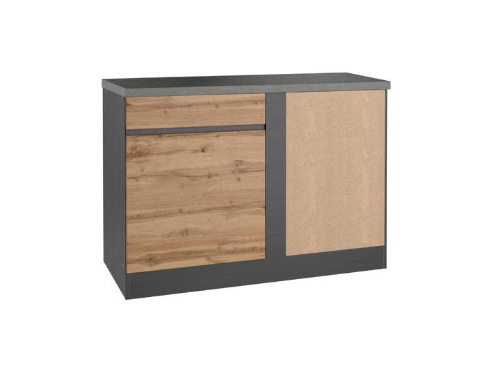 Eckunterschrank, Graphit & Eiche Wotan, 120x86x60 cm, Holzwerkstoff, 1 Fächer, Held-Möbel