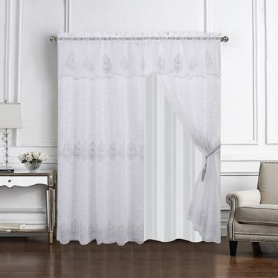 RT Designer Collection "Ella Embroidered Timeless Elegance Window Curtain with Attached Valance - 54"" x 84"""