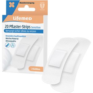 Lifemed Pflaster Sensitive, 20 Strips, sensitiv, atmungsaktiv, 2 Größen