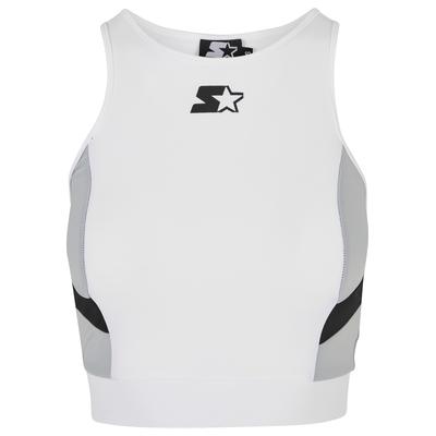 Sport-BH STARTER BLACK LABEL "Starter Black Label Damen Ladies Starter Sports Cropped Top", Damen, Gr. L, Cup 0, weiß (weiß, schwarz), 80% Polyamid, 20% Elasthan, BHs Sport-BH