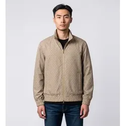 Michael Kors für Herren. CS620972M9 Beige Sig bedruckter Windbreaker (S), Lässig, Recyceltes Polyester, Nachhaltig