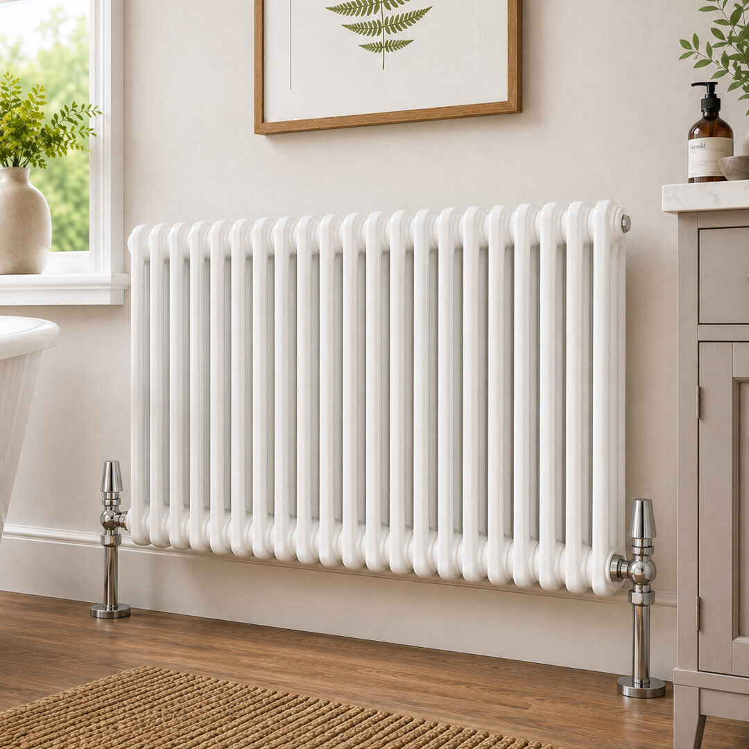 White Stone Uxbridge Horizontal Traditional Colosseum Radiator White 600mm H x 1170mm W x 100mm D