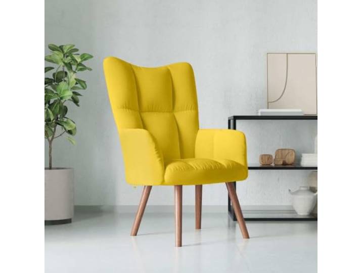 HEFZGDB Relaxsessel Senfgelb Samt mit Schaumstoff-Polsterung und Stahlrahmen für optimalen Sitzkomfort und Langlebigkeit, Quadratische Nähte Design, Weicher Samtbezug, Stabile