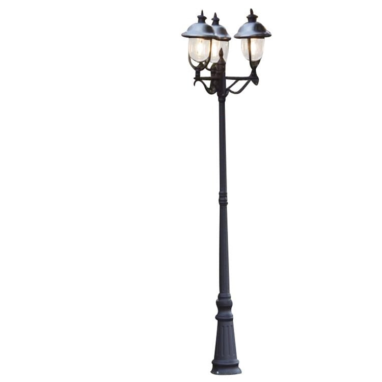 Konstsmide Parma Staande buitenlamp in rvs en zwart, Hoogte: 218 cm