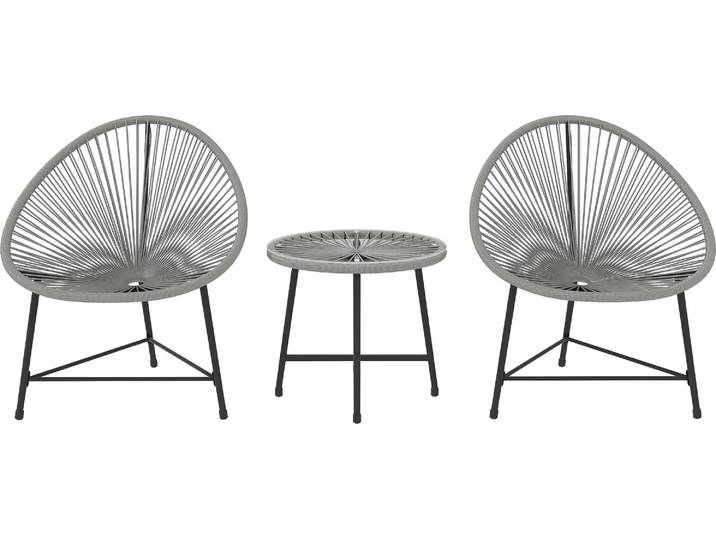 Outsunny Polyrattan Gartenmöbel Set, Outdoor Lounge Balkonmöbel für 2 Personen
