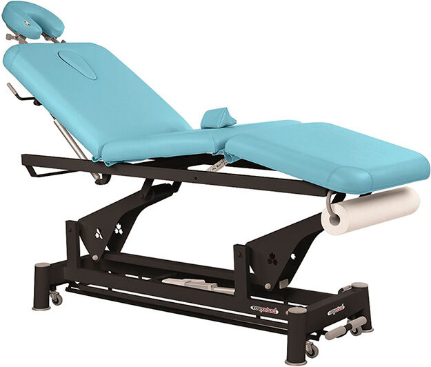 Marquesa elétrica Ecopostural: três corpos com estrutura de biela preta e cabeça T33 (70 x 198 cm)
