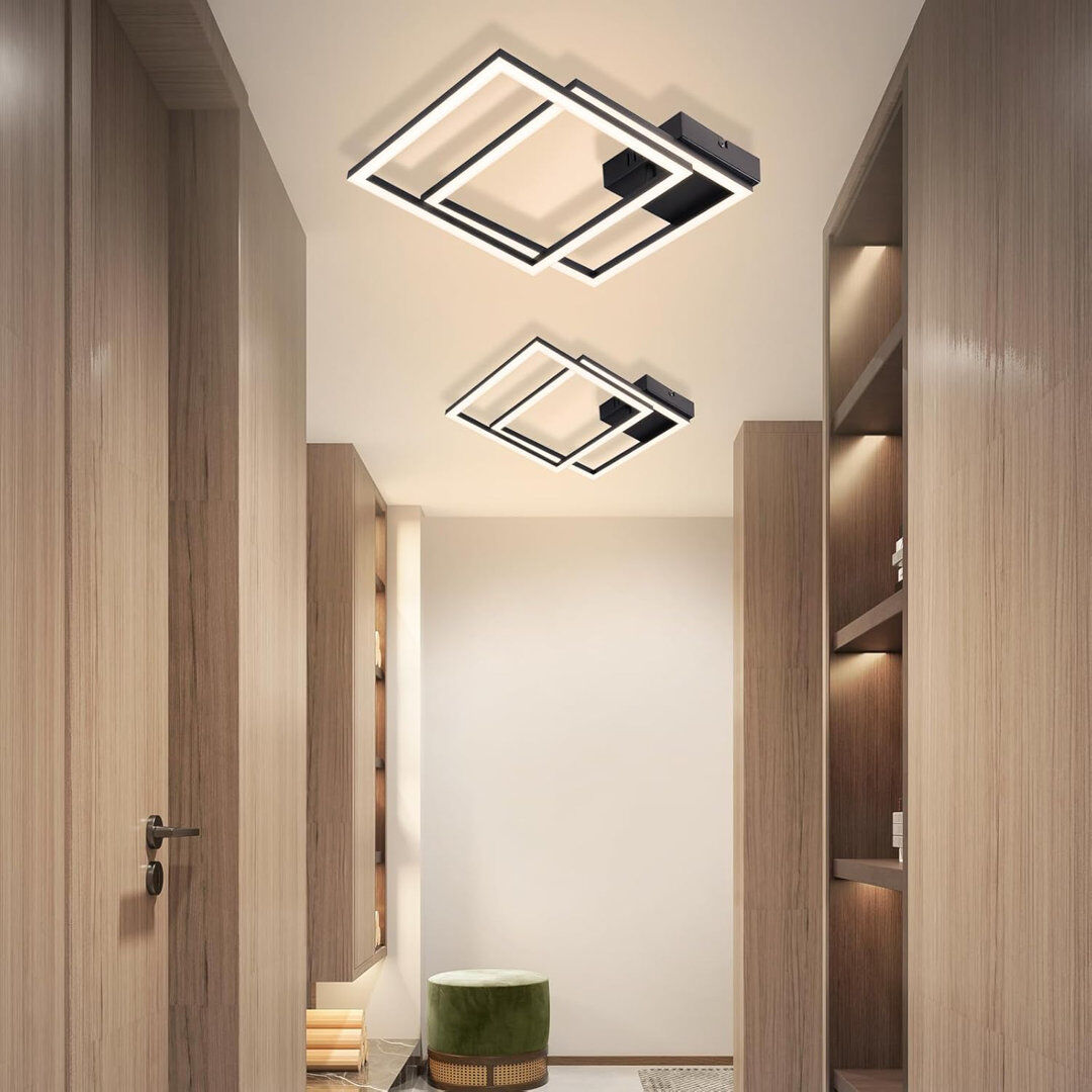Metro LED Semi Flush Mount Black 6.7cm H x 39.5cm W x 39.5cm D