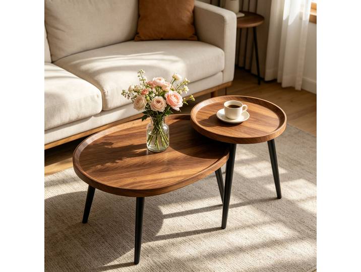 Ensemble de 2 tables basses gigognes modernes pour salon, chambre, bureau, café, décoration, tables d'appoint, meubles de chevet