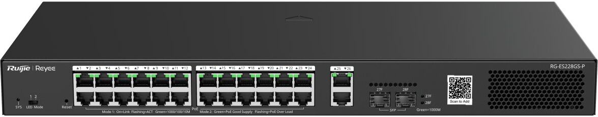 Reyee Smart Cloud Managed PoE Switch 24x Gbit PoE+ 370W - Switch - 1 Gbps