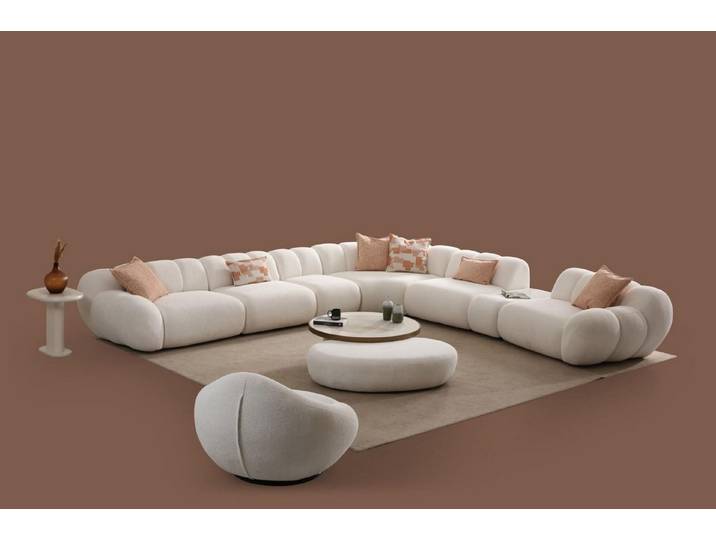 JVmoebel Ecksofa JVMoebel modernes Wohnzimmer Set in Weiß mit Sessel und Couchtisch