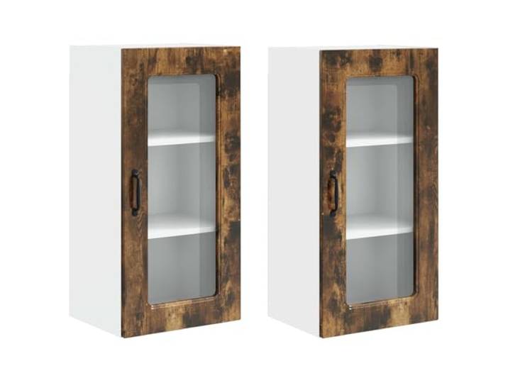 fsahslih Küchen-Wandschrank 2er Set Holzwerkstoff Geräucherte Eiche Praktische Hängeschränke für Küche und Essbereich: Viel Stauraum für Geschirr und Utensilien dank robuster Konstruktion.